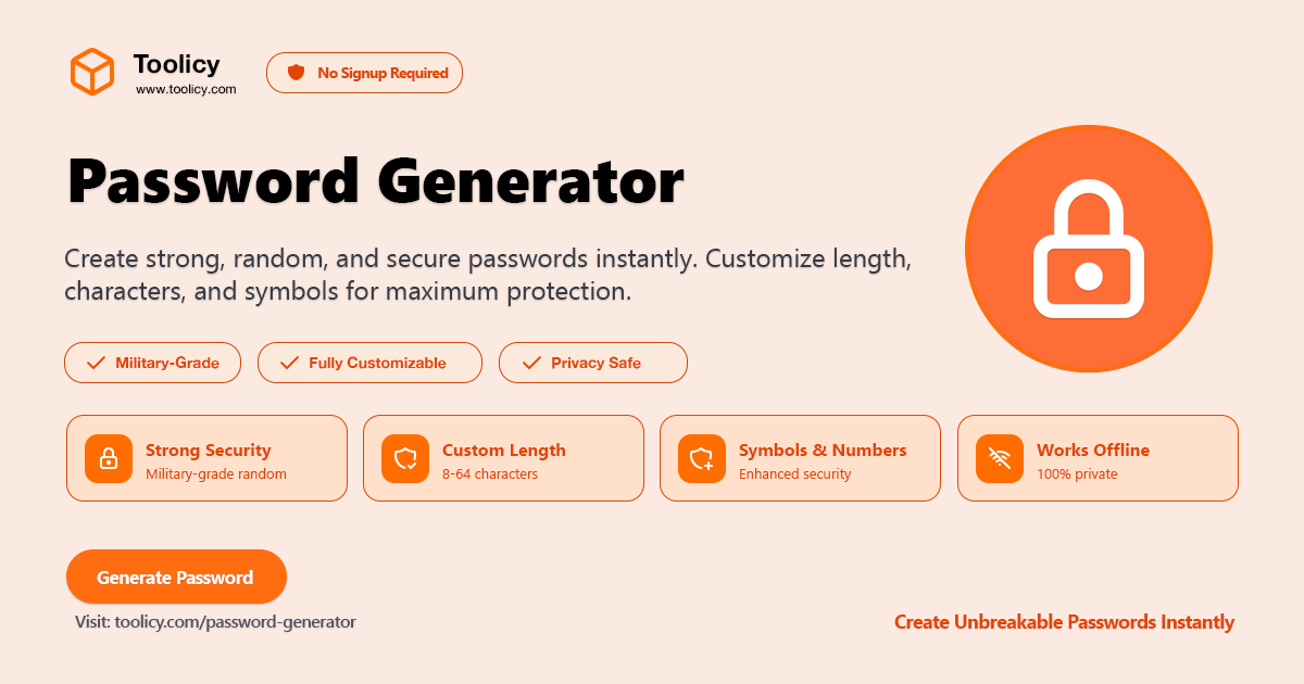 Free Secure Password Generator Online | Strong Random Passwords | Toolicy