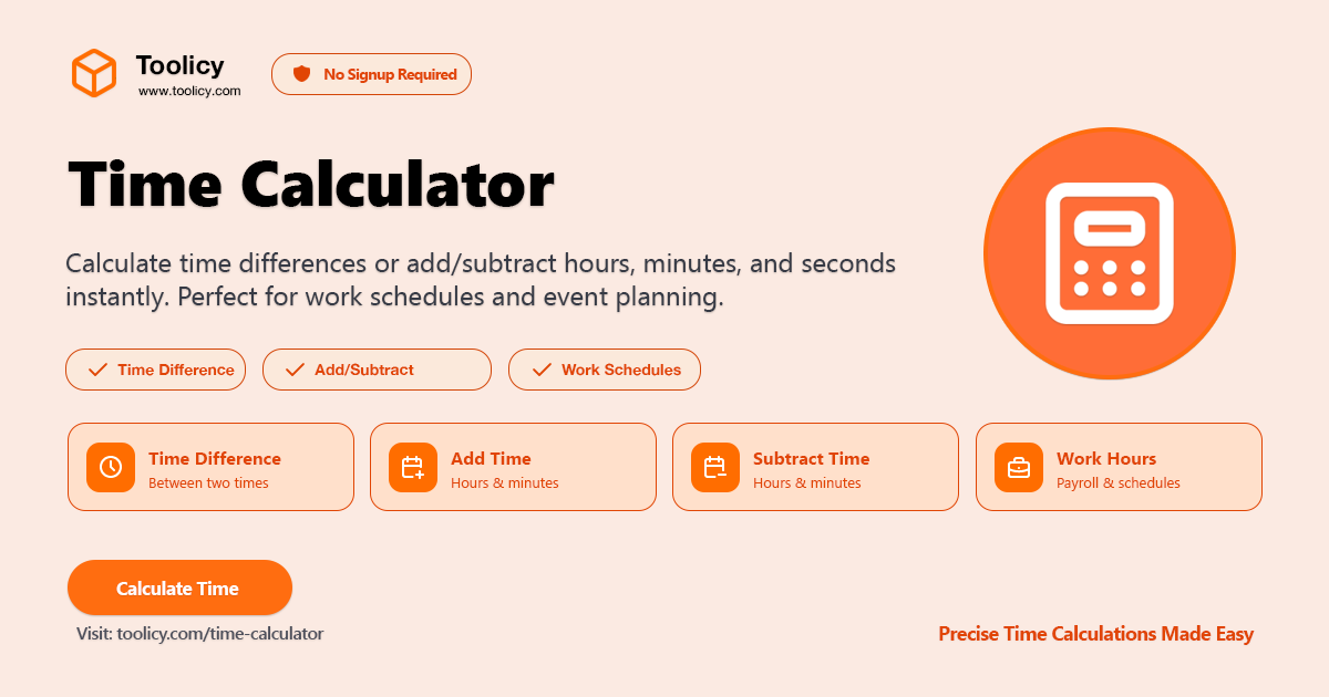 Free Online Time Calculator | Calculate Time Difference, Add & Subtract ...