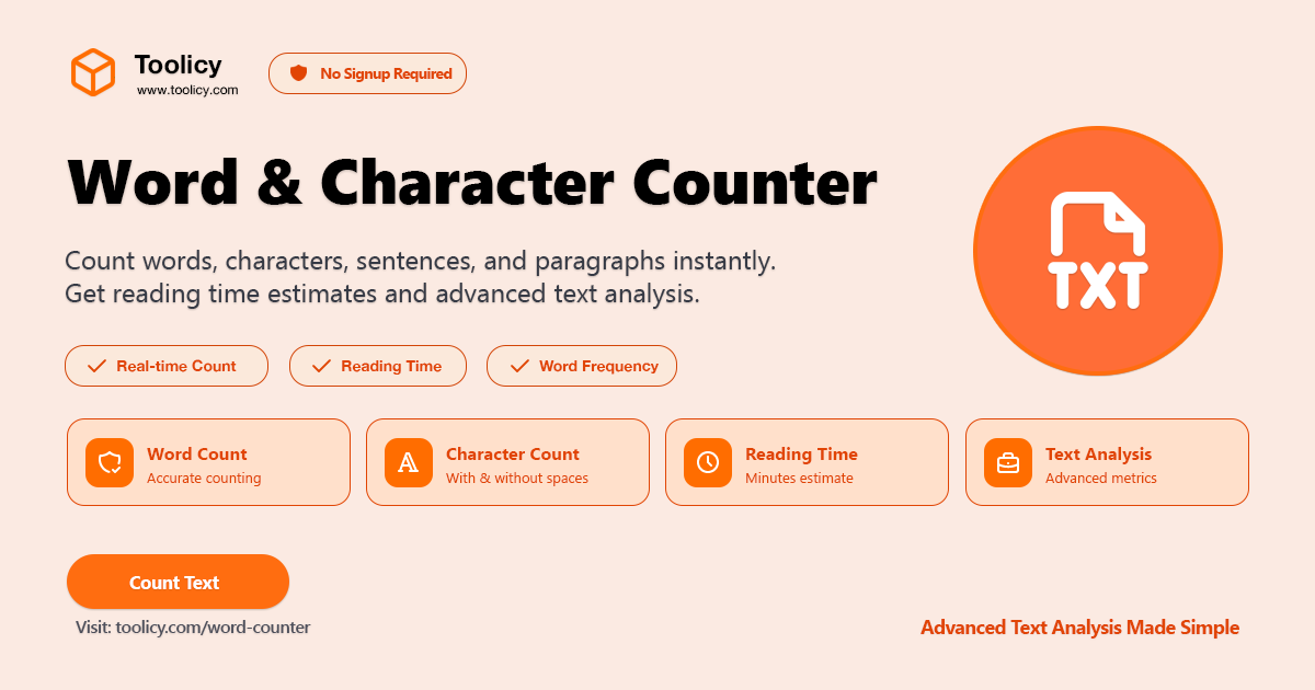 Advanced Word & Character Counter | Toolicy - Free Online Tools
